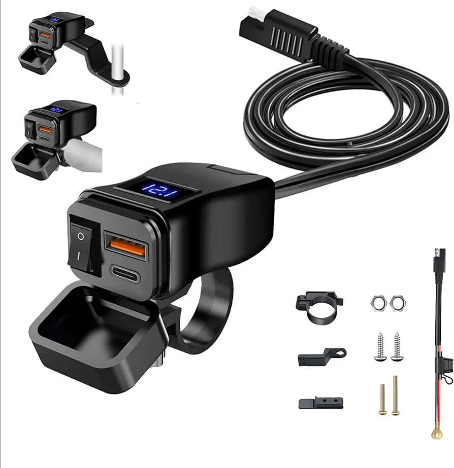 شارژر 2 پورت PD+USB روی فرمان موتورسیکلت (5)